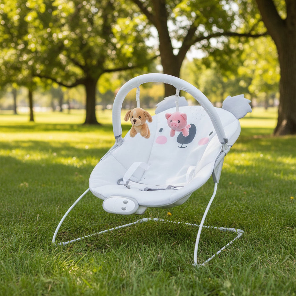 Portable Baby Bouncer Infant Rocker Seat with Detachable Toy Bar-Gray