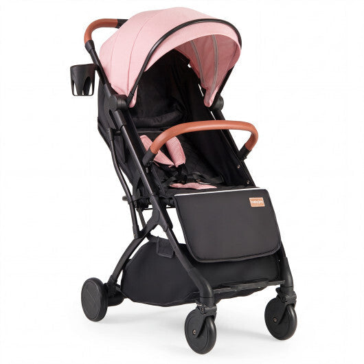 Lightweight Baby Stroller Compact Travel Stroller with One-Hand Folding-Pink - Color: Pink