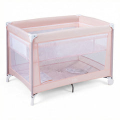 Portable Baby Playard Folding Travel Crib for Infants with Soft Mattress-Pink