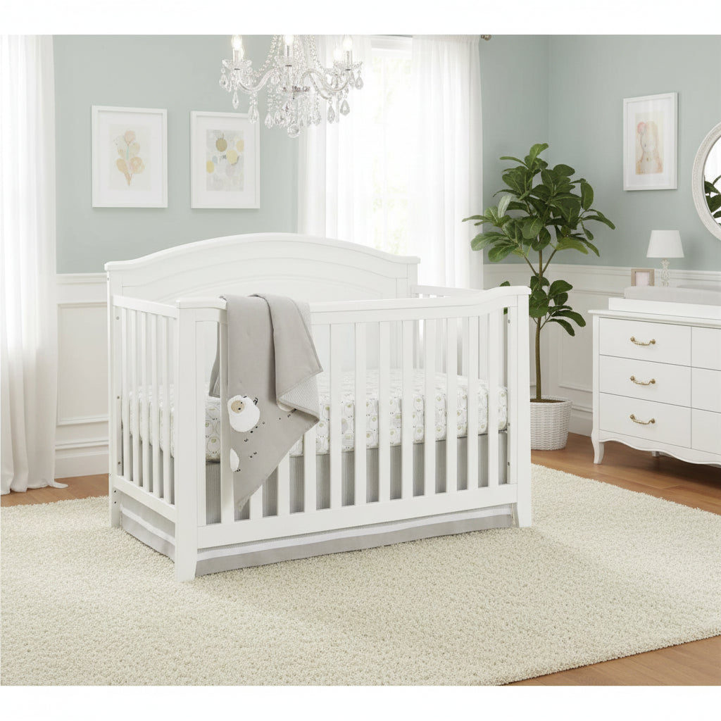 SF Home Solid Wood Convertible Crib in White - Toddler Bed Sold Separately