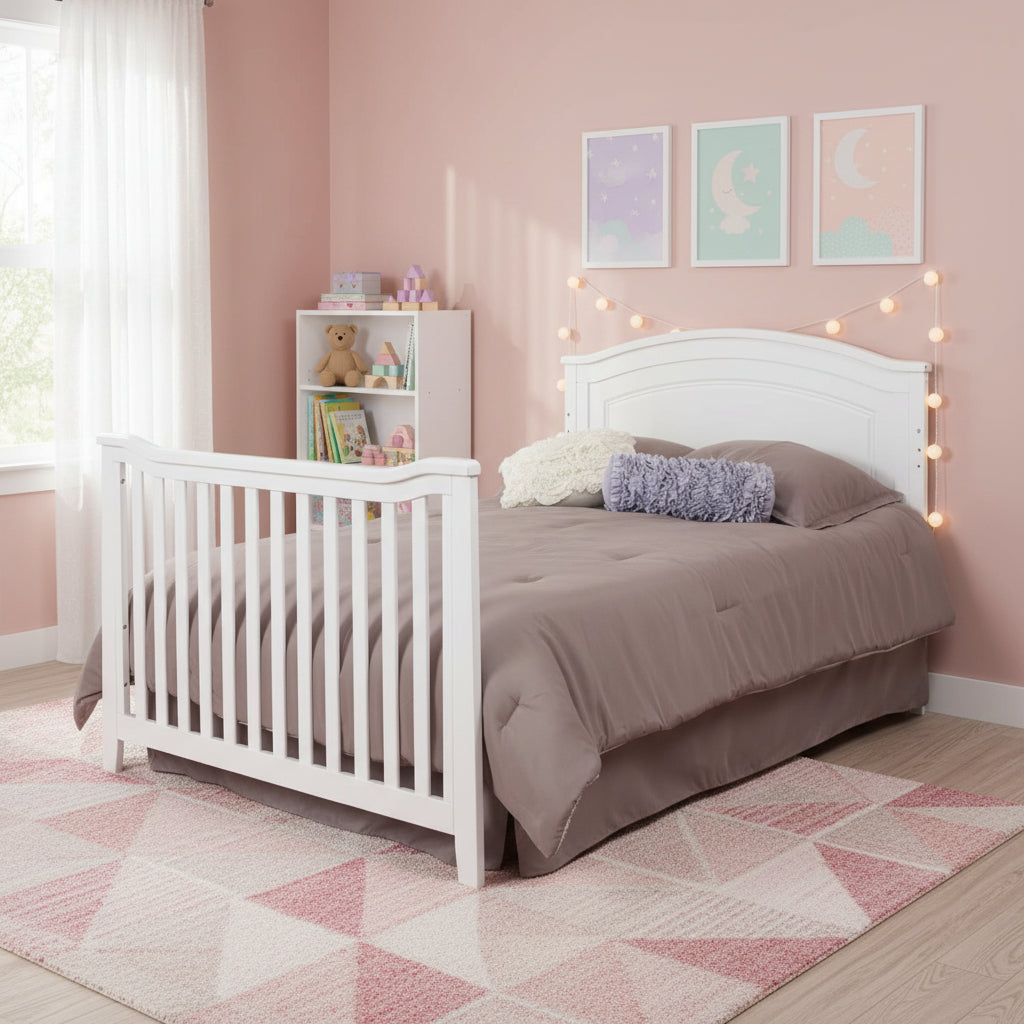 SF Home Solid Wood Convertible Crib in White - Toddler Bed Sold Separately
