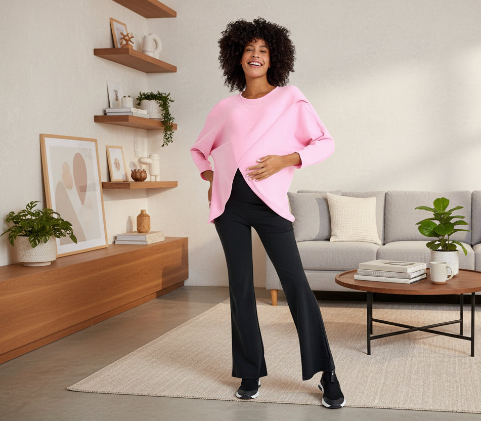 Let Loose Crossover Long Sleeve Maternity/Nursing Knit Top