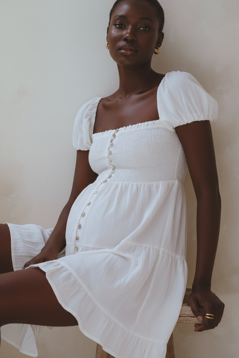 Catalina Smocked Linen Mini Dress