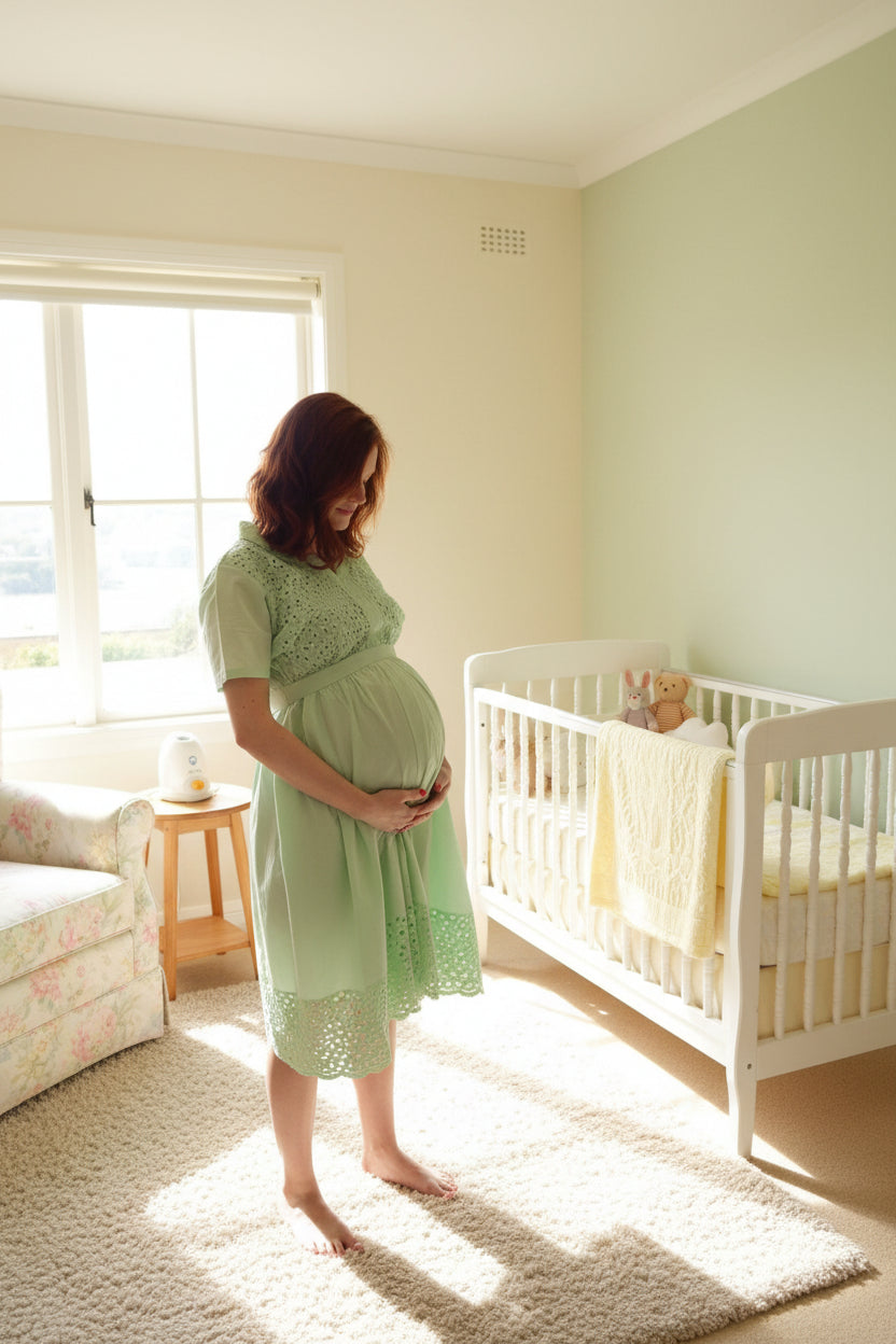 Mint Eyelet Maternity Maxi Dress