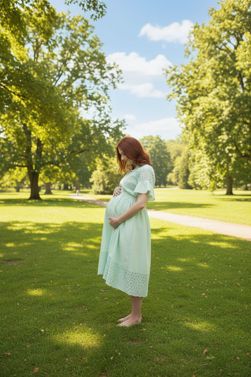 Mint Eyelet Maternity Maxi Dress