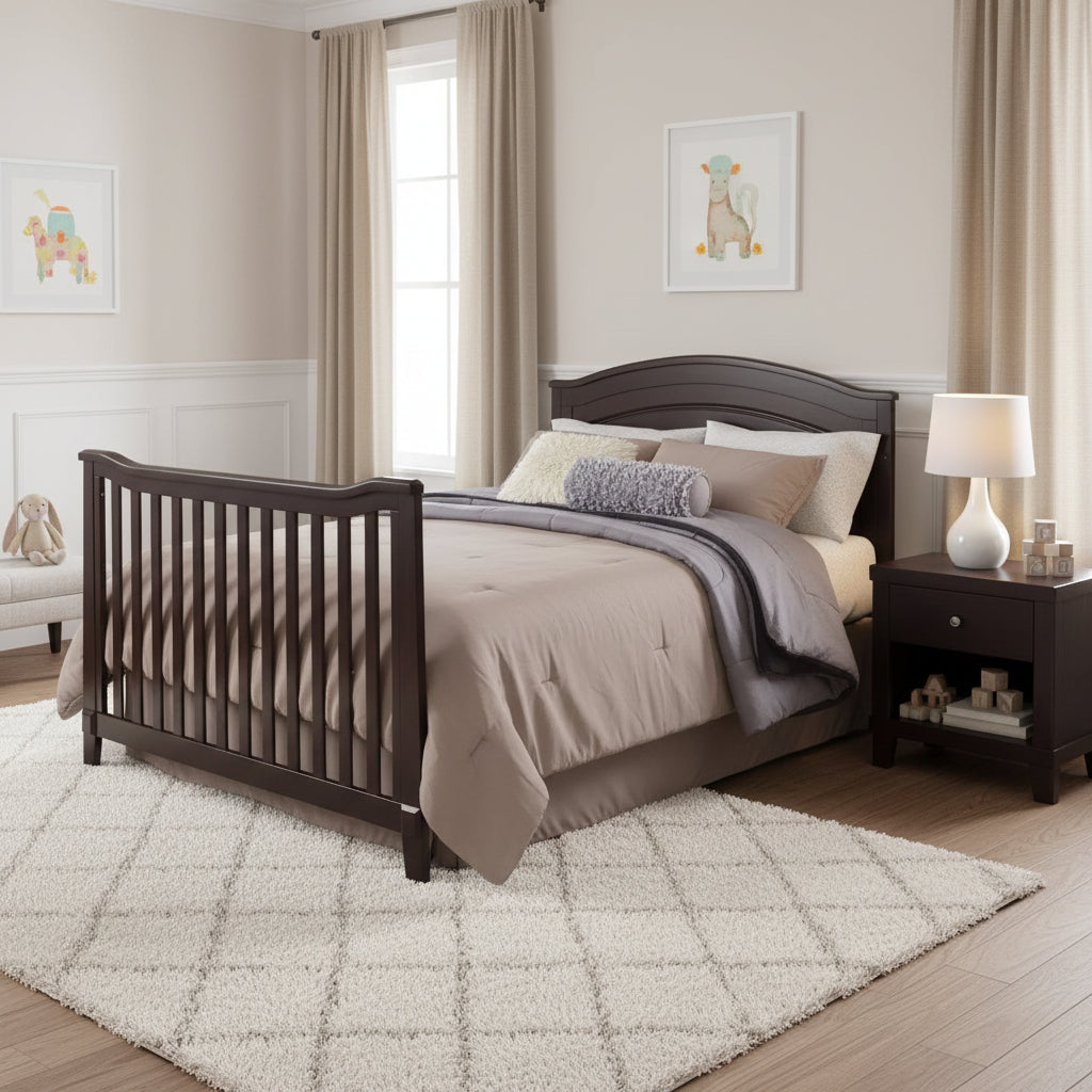 SF Home Espresso Solid Wood Convertible Crib Timeless Collection