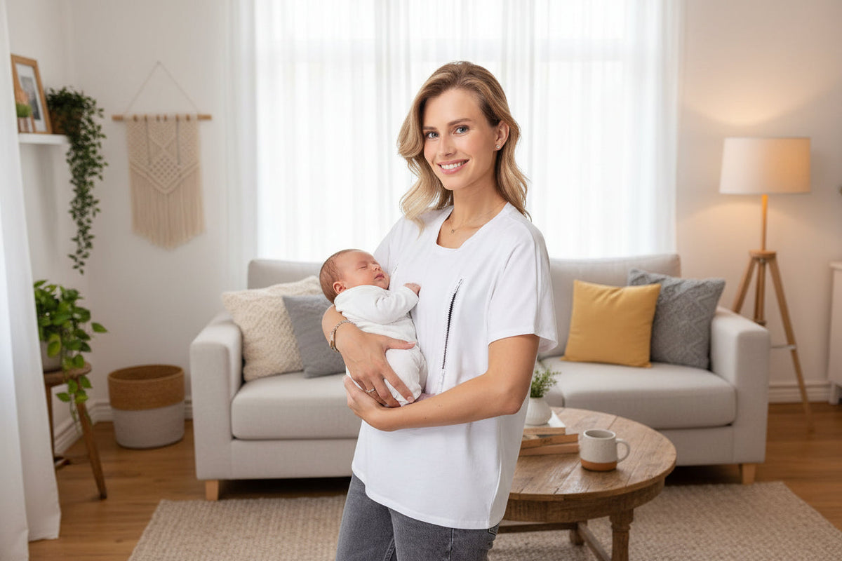 Zip Up Maternity/Nursing T-Shirt