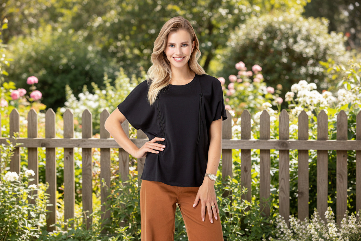 Zip Up Maternity/Nursing T-Shirt