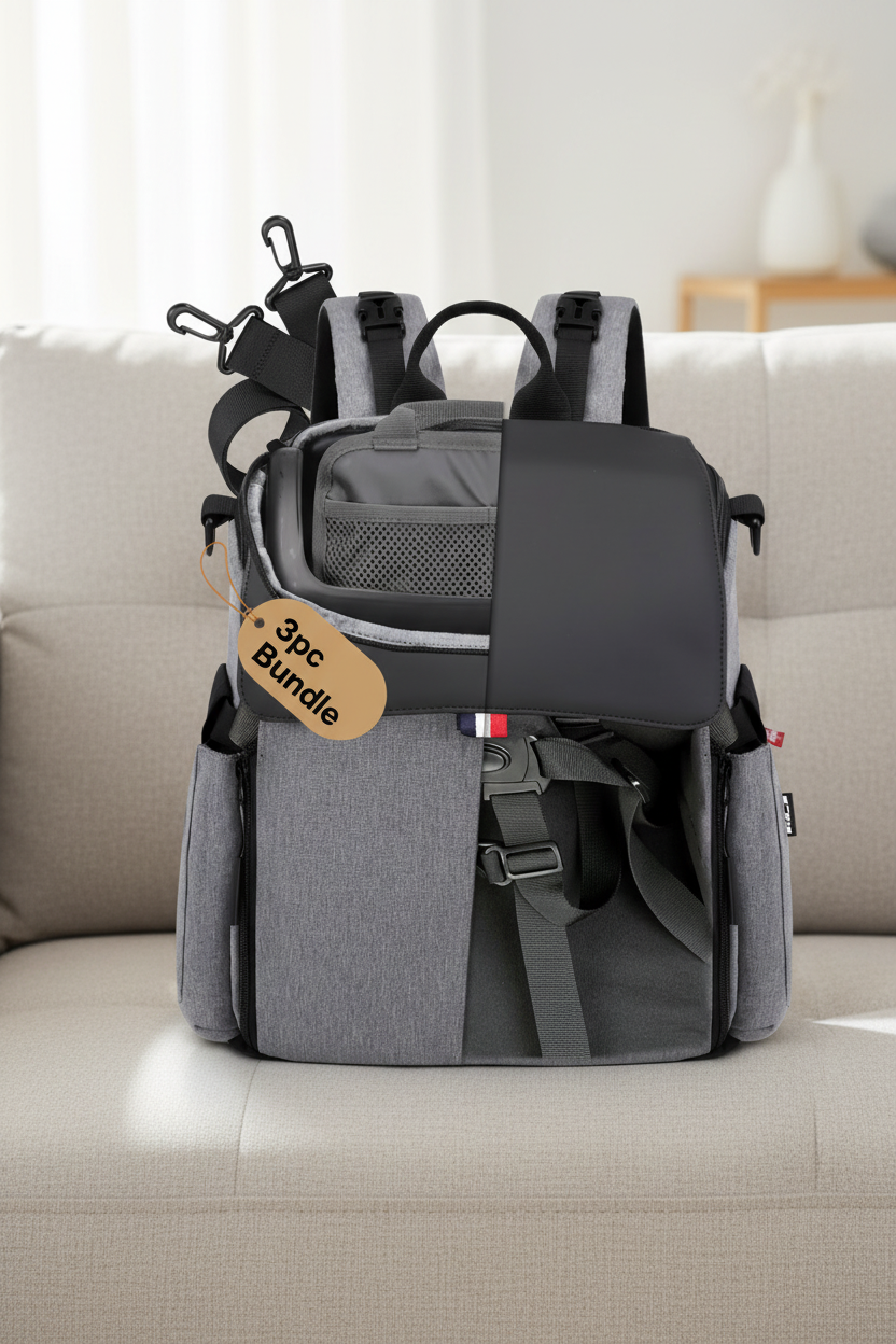 GillyGro Pro | 5-in-1 Parent Backpack with Inbuilt Booster & 13" Laptop Pocket