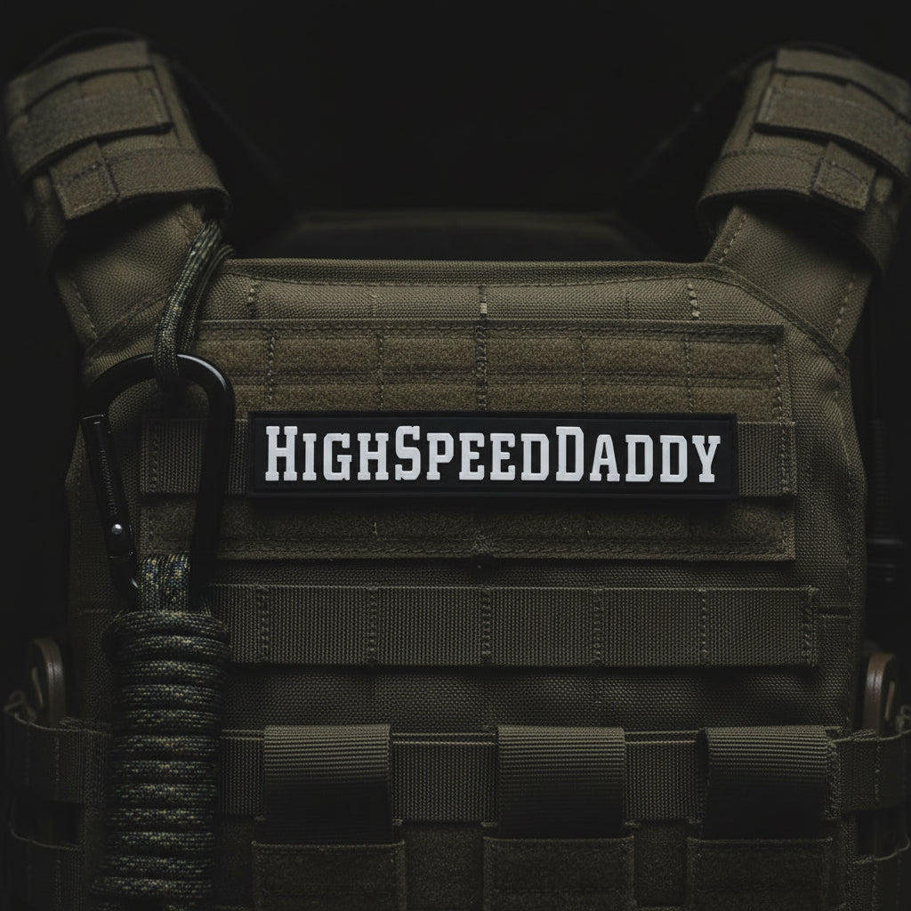 HighSpeedDaddy Patch 1x6 Inch Rubber Insignia Black with Light Grey Letter