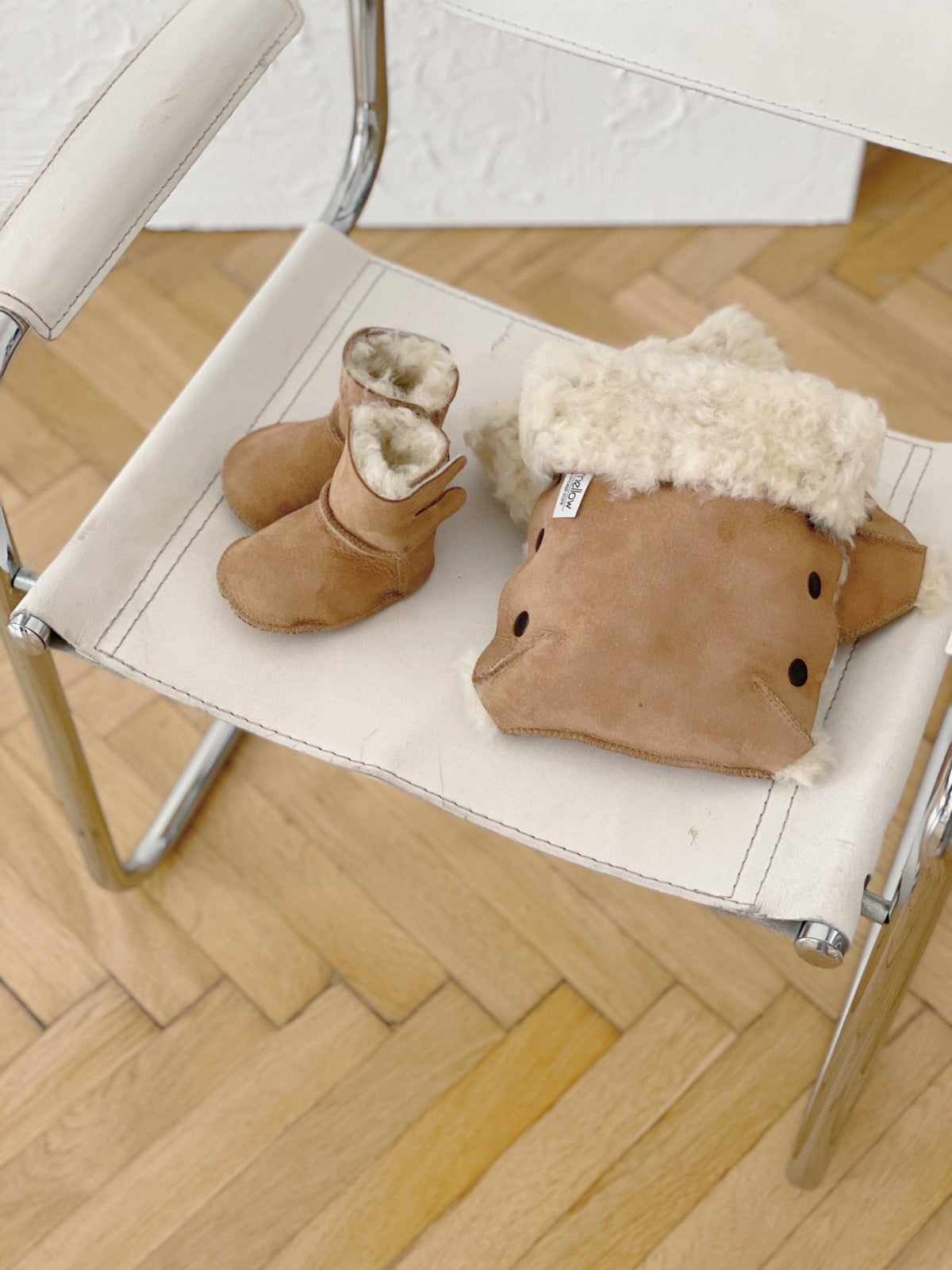 Beige Natural Sheepskin Stroller Hand Muffs