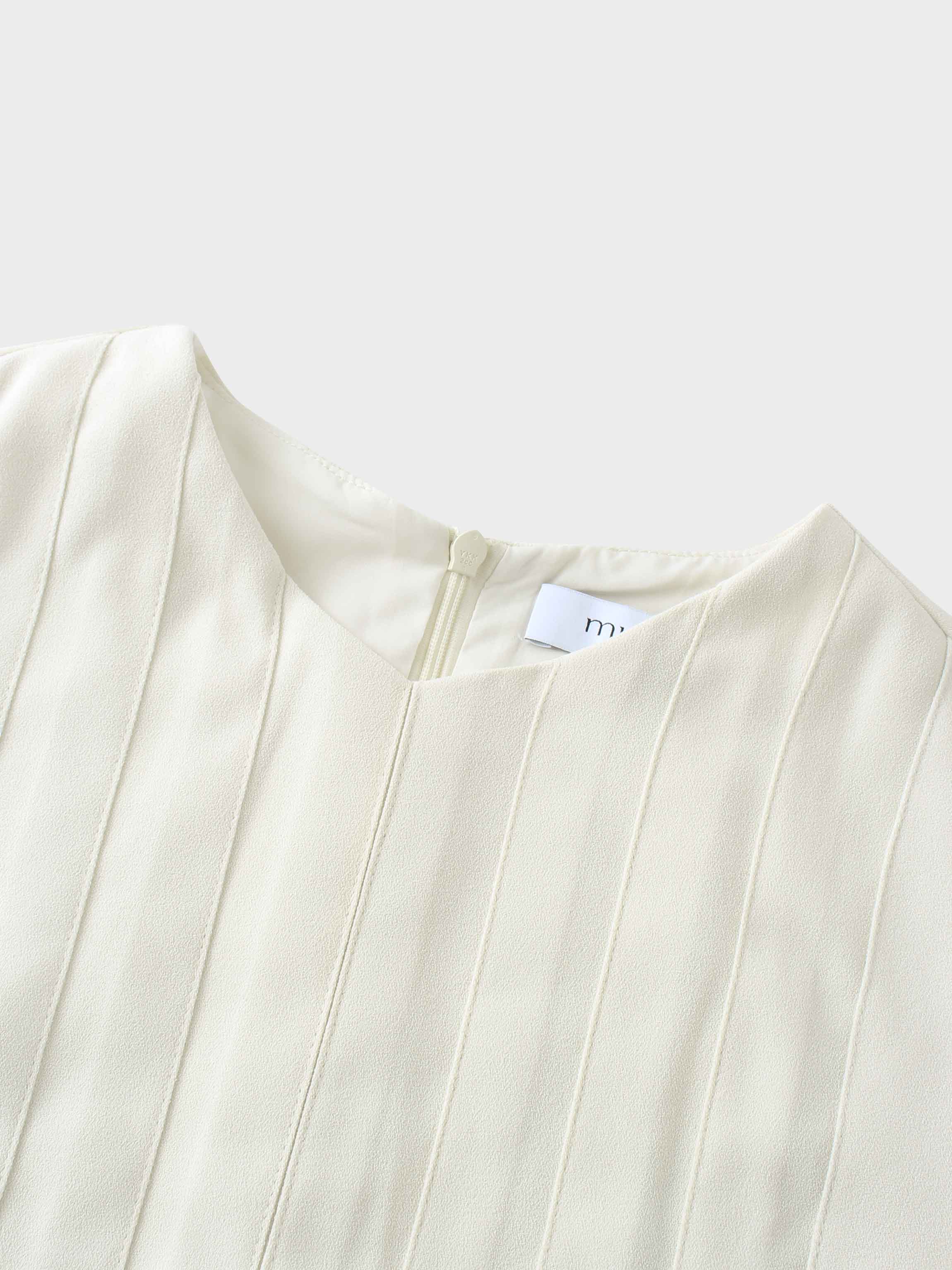 Stitched Down Pleated Jumper-Cream