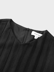 Stitched Down Pleated Jumper-Black
