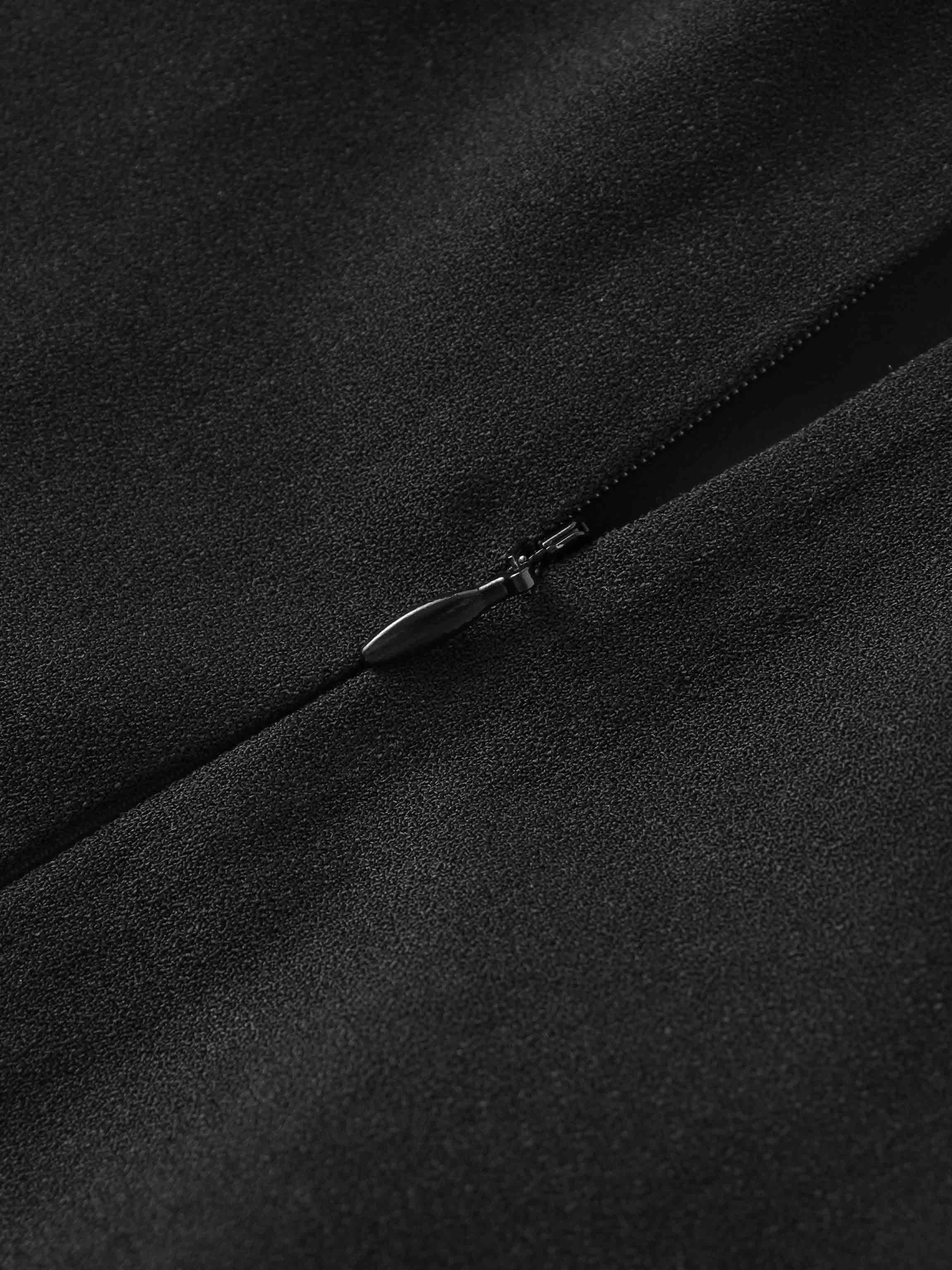 Stitched Down Pleated Jumper-Black