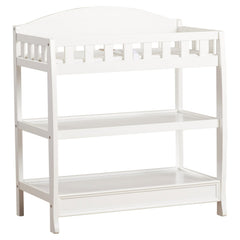 Modern White Wooden Baby Changing Table with Safety Rail Pad and Strap