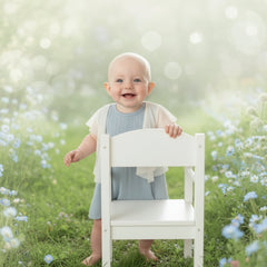 Blue Grey Tweed Infantium victoria Baby Dress Organic Cotton Tulle Luxe