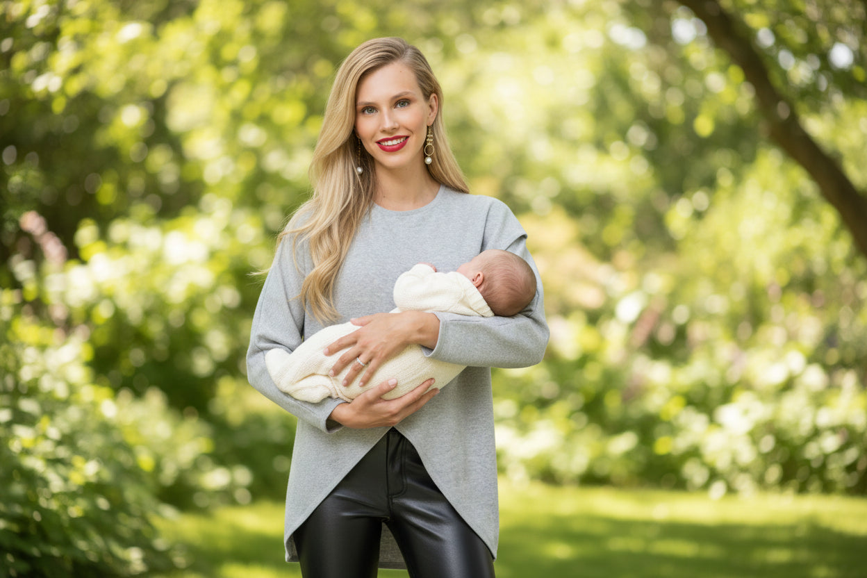 Let Loose Crossover Long Sleeve Maternity/Nursing Knit Top