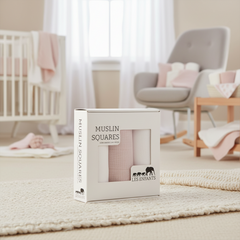 The Les Enfants Bamboo Muslin Squares Rose White Signature