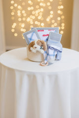 Welcome Baby Boy - Firetruck & Blue Plaid