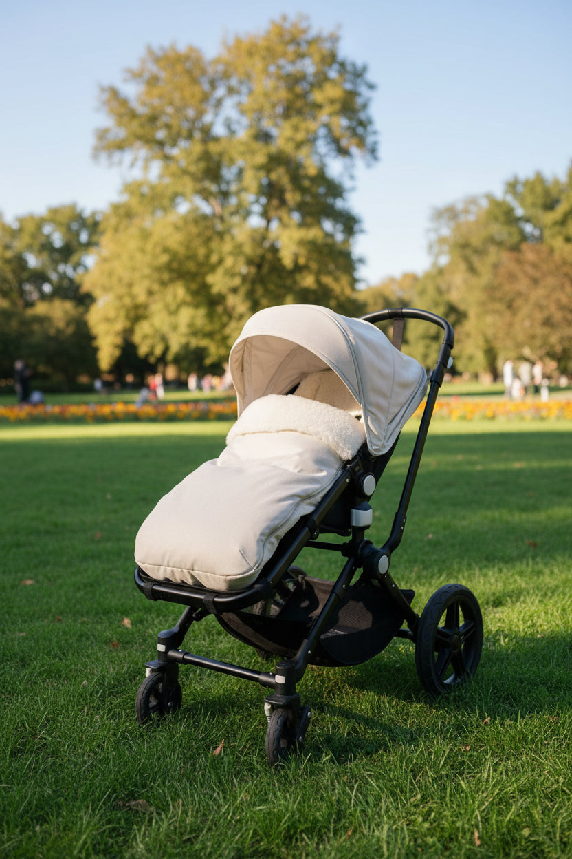 White Natural Sheepskin Stroller Sleeping Bag