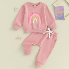 Pants and Sweatshirt Set with Rainbow