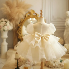 Kid Size: 5, Color: Khaki - Baby Girls Birthday Dress Elegant Princess Gown High-End Sequin Tulle Tutu Dresses Cake Special Occasions Toddler Party Clothes