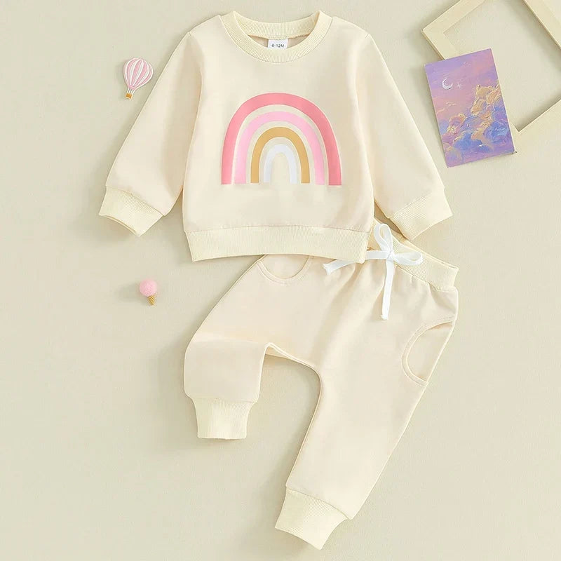 Pants and Sweatshirt Set with Rainbow