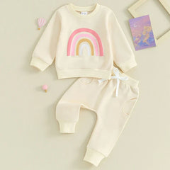 Pants and Sweatshirt Set with Rainbow