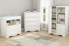 White Wood Baby Changing Table With Two Drawers Pure White Finish Exclusive
