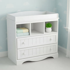 White Wood Baby Changing Table With Two Drawers Pure White Finish Exclusive