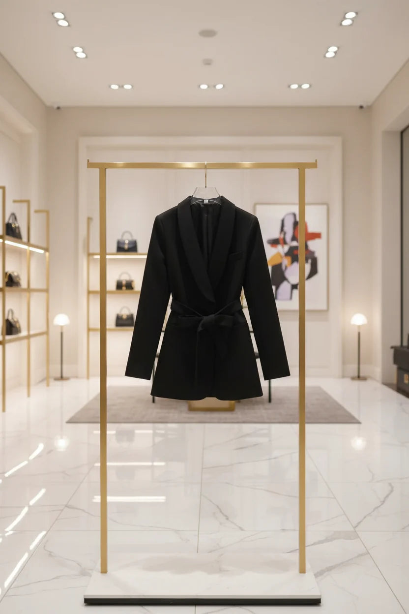 Black Maternity Blazer With Tassel Buckle Belt Exclusive