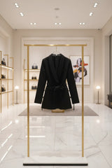 Black Maternity Blazer With Tassel Buckle Belt Exclusive