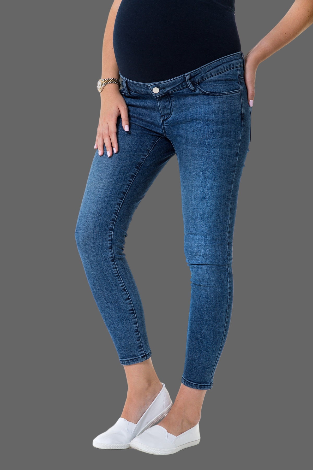 Skinny Foldover Waistband Maternity Jeans