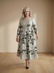 The A-line Silver Jacquard Formal Mum Dress