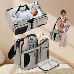 NNEDSZ Dark Blue Multifunctional Foldable Baby Crib Mommy Bag | Large Capacity Diaper Bag | Portable Shoulder and Handheld Baby Essentials Bag
