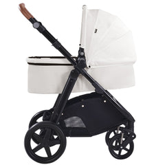 Travel System Stroller with Infant Bassinet, 2-in-1 Baby Cradle Stroller Combo, Reversible Seat, Easy One-button Folding, EVA Tires with Brake Aluminum Stroller Carseat Combo Set (White)