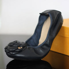 Genuine Leather Feet High And Wide Women's Shoes For Pregnant Women Non-slip Shallow Mouth Flowers Large Size Flat Shoes