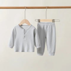 Spring 0-3Y Baby Girls Boys Cotton Pajamas Sets Ribbed Long Sleeve Sleepwear 2pcs Outfits Newborn Nightwear Soft Loungewear