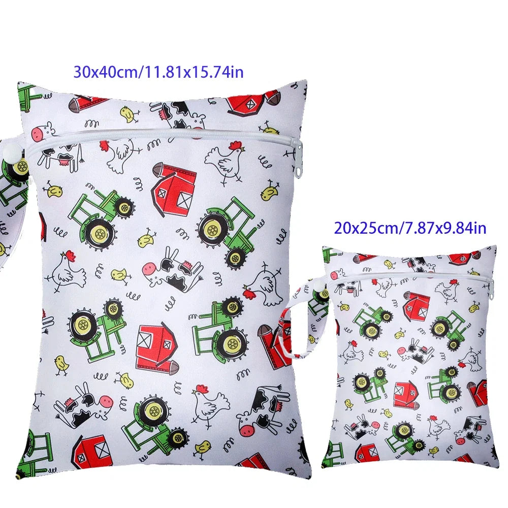 Babyshow 2pcs Cloth Diaper Wet Bags Waterproof Reusable Travel Beach Pool Daycare Soiled Baby Items Yoga Gym Bag for Kid & Mom