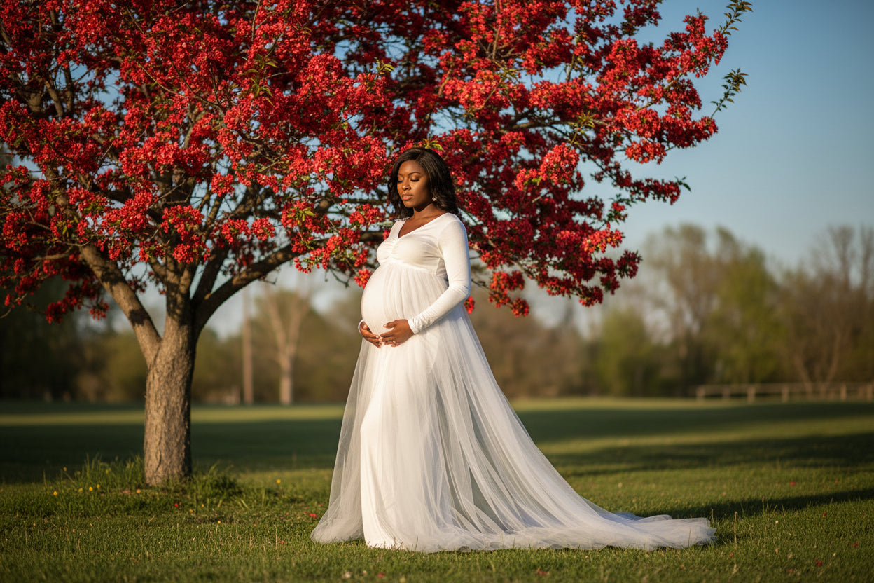 Stretch Cotton Maternity Photo Dress