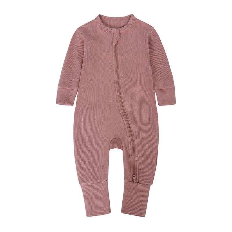 Newborn Clothes Solid Color Rib Fabric Romper