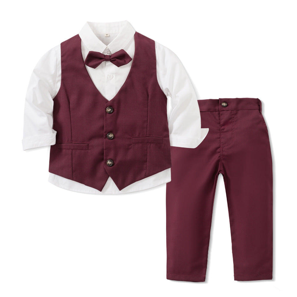 Children's Suit Bow Tie Vest Formal Three-Piece Set