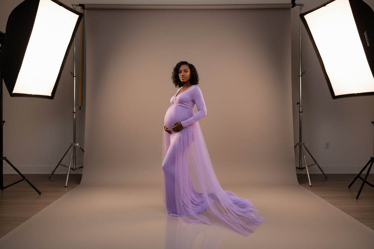 Stretch Cotton Maternity Photo Dress
