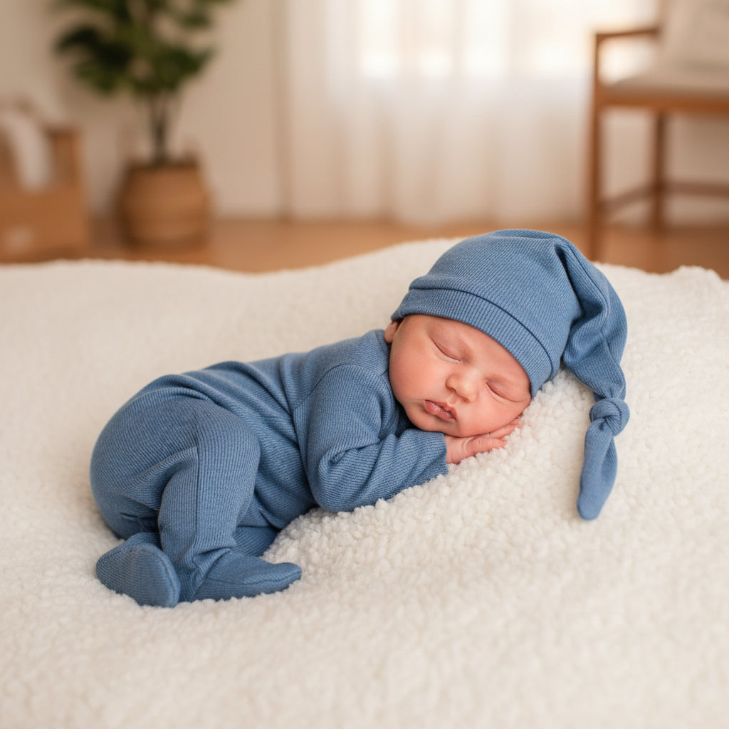 Newborn Photography Knitted Jumpsuit Long Tail Hat Two-piece Set
