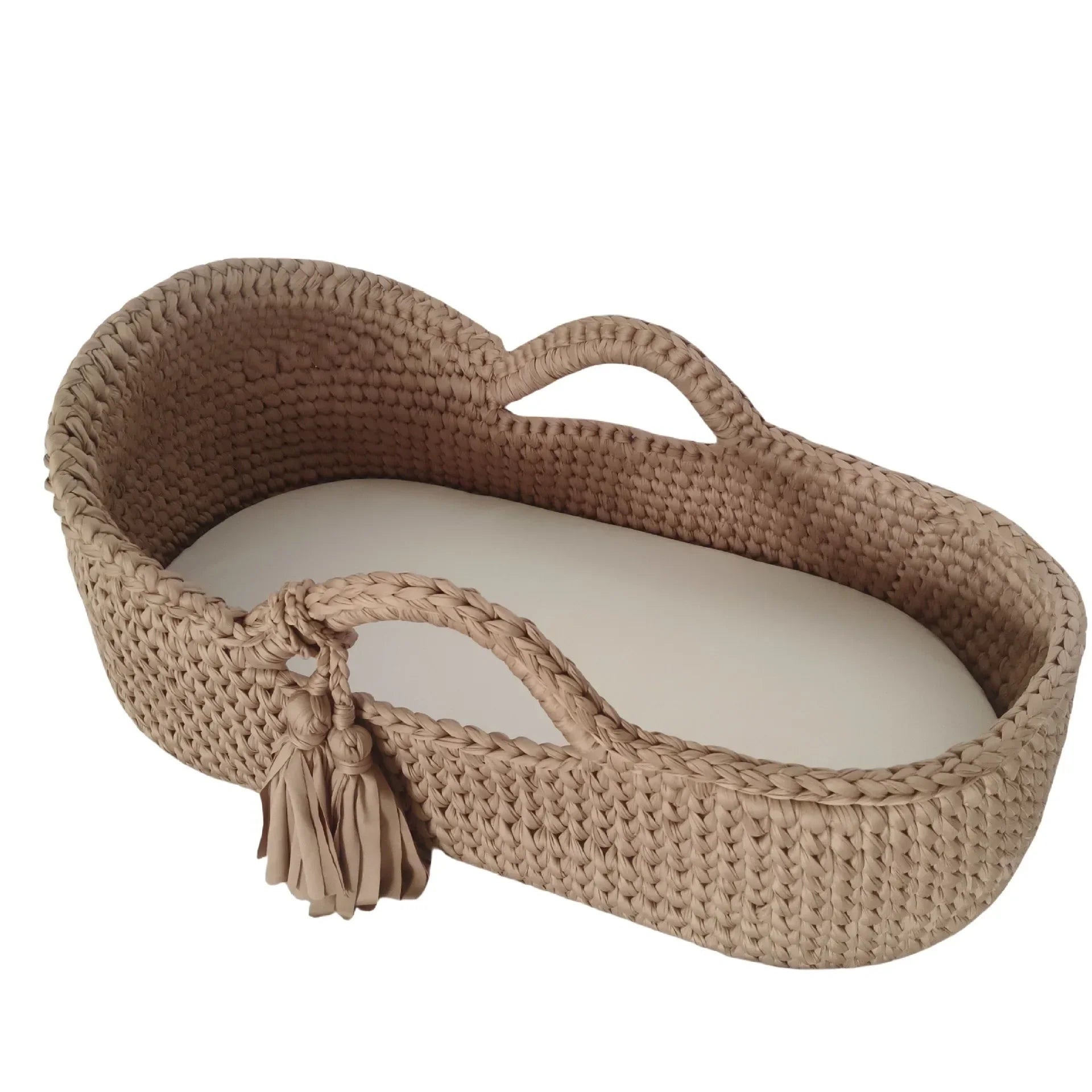 Hand Crocheted Single Layer Moses Cradle Cotton Rope Woven Crib Cloth Strips Woven Newborn Cradle