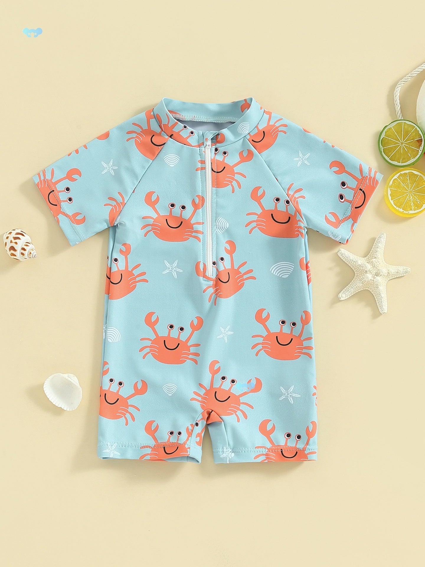 TinyTide Cute Crab Printed Baby Boys Protective Shorts - Stretch Lycra