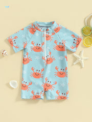 TinyTide Cute Crab Printed Baby Boys Protective Shorts - Stretch Lycra