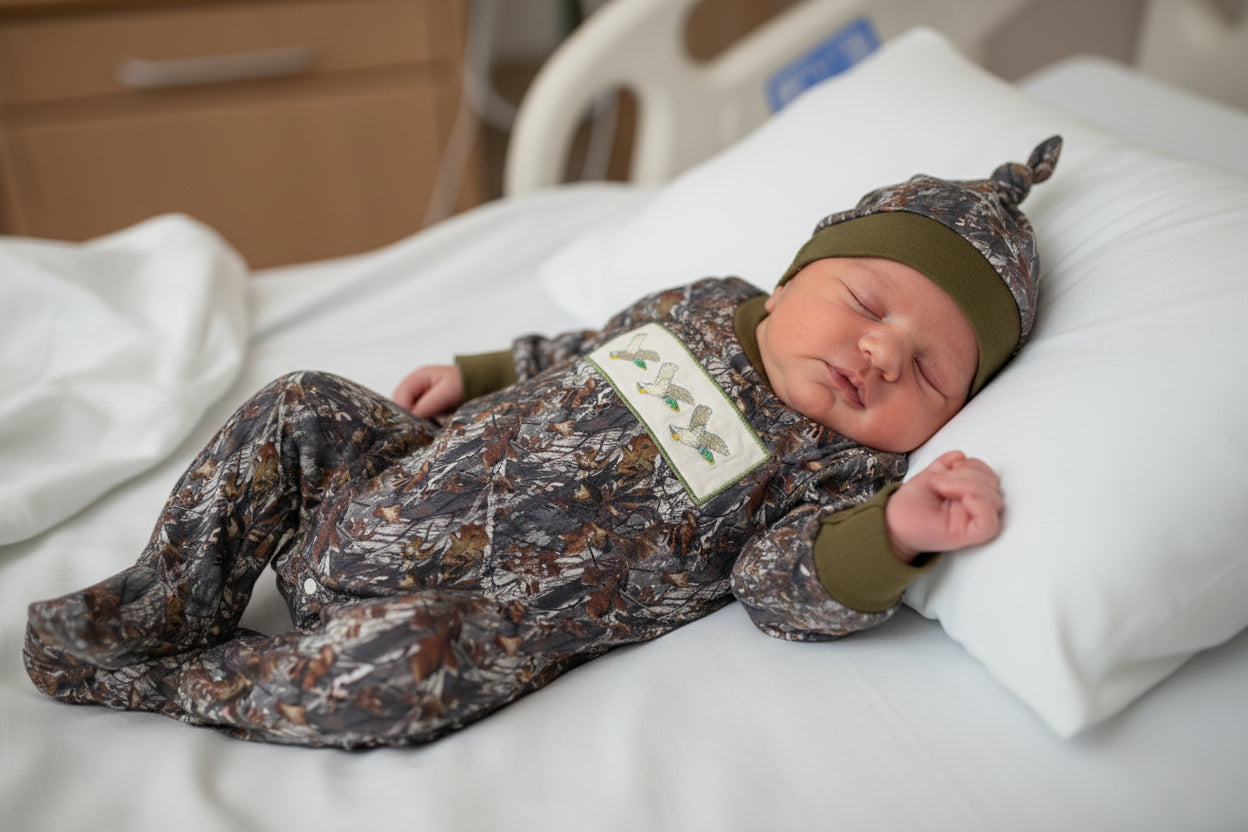 Newborn Baby Boy Outfits Long Sleeve Animal Print Romper & Hat 2Pcs Fall Winter Clothes Set