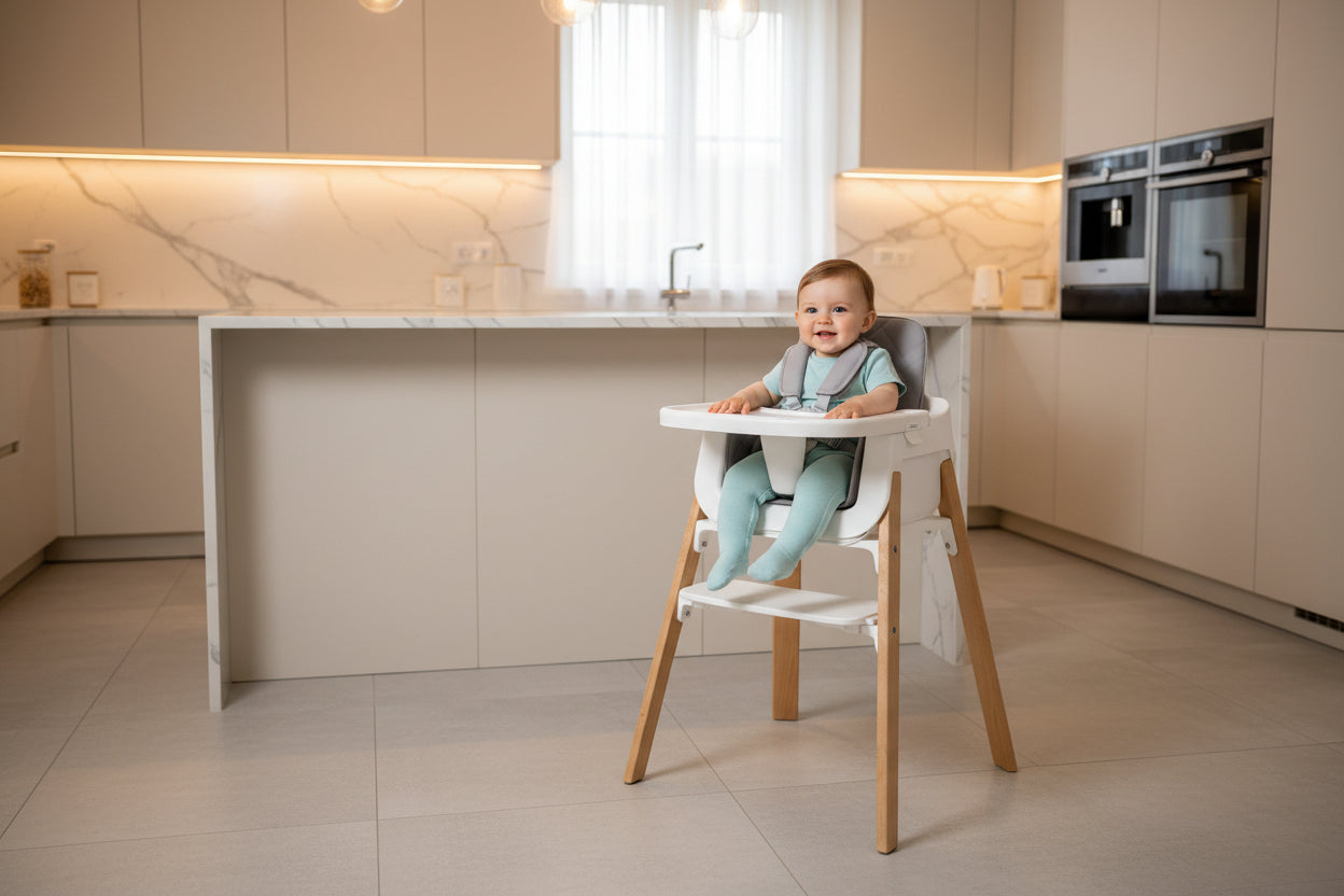 Solid Wood Adjustable Baby Dining Chair For Infants