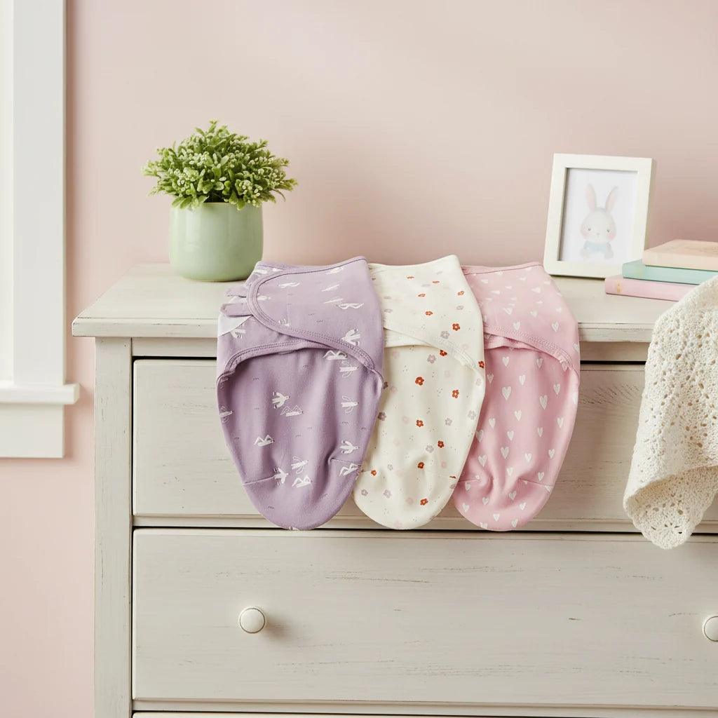 Baby Sleeping Bag Newborn Swaddle Cocoon Wrap 100 Percent Cotton Three Piece Set